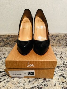 Christian Louboutin Black Patent Pointed-Toe Pumps